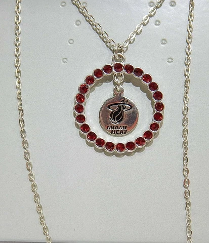 Women's Miami Heat Necklace Approximately 1 1/8" Pendant NBA Team Jewelry TF Cover