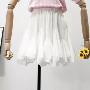 Lady Girls Chiffon Ruffle Skirt Short Mini Irregular Frill Hem High Waist Casual - Picture 1 of 12