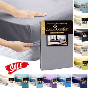 100% Egyptian Cotton 35cm Extra Deep Fitted Sheet 400 TC 25cm Bed Sheets UK Size - Picture 1 of 22