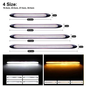 2Pcs DRL LED Headlight Strip Light Daytime Running Sequential Turn Signal Lamp - Picture 1 of 16