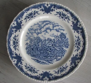 blue TOILE transferware dessert salad plate Grindley England Scenes After Consta - Picture 1 of 2