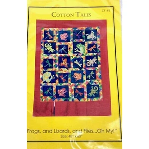 Lizards Frogs & Insect Vintage Applique Pattern Oh my! 48" X 60" - Picture 1 of 3