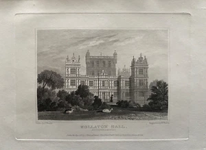 Impresión antigua de 1821; Wollaton Hall, Nottingham, Nottinghamshire después de Neale - Imagen 1 de 2