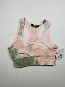 Jolie & Joy Tie Dye Textured Trendy Sports Bra Medium - Picture 1 of 6