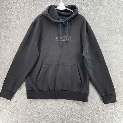 Pulôver Hurley com capuz unissex médio preto caixa frontal logotipo canguru bolso pesado - Imagem 1 de 4