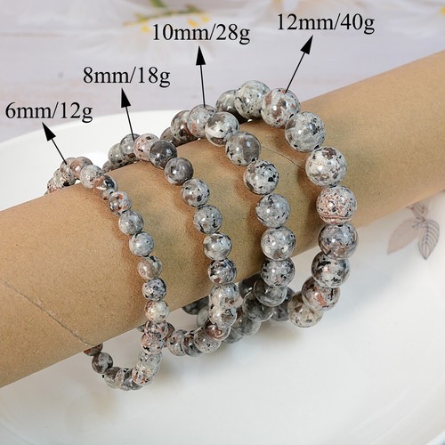 VALENTINO Ingrosso Bracciale Pietra Fiamma 6 12mm Braccialetto Perline Tonde per Uomo Donna Ragazza