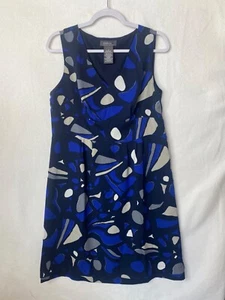 GEORGE SIZE 12 SLEEVELESS Blue Black Gray  MULTICOLOR DRESS-CALF LENGTH- ZIPPER - Picture 1 of 6