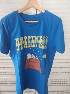 Peanuts Snoopy Woodstock Tee Shirt New "Happiness Starry Night" Medium (S251) - Picture 1 of 3