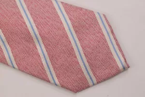 Altea Neck Tie NWT Red with Light Blue and White Striped 100% Silk - Picture 1 of 7