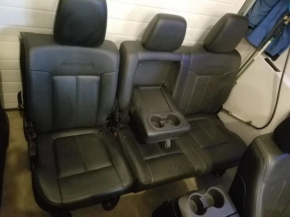 Asiento trasero platino Ford F250 F350 2013-2016 cuero negro Super Duty F-250 F-350 Foto 1 de 1