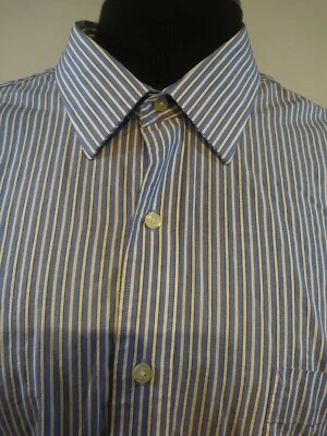 Tommy Hilfiger Button Down Shirt Men's Big Grand 18 34-35 Blue Stripped - Image 1 of 4