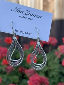 Noa Zuman Steling Silver Teardrop Earrings Made in Israel Brand New 1.5" - Picture 1 of 10