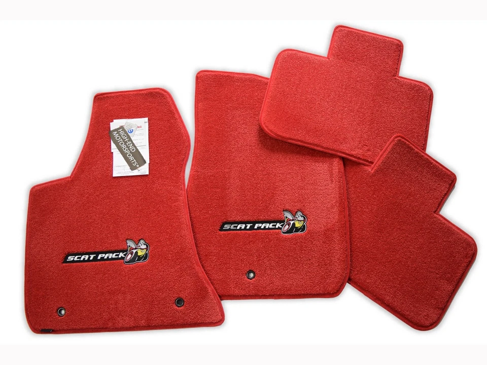 Dodge Charger Scat Pack Bee Floor Mats 4PC Red Nice Premium Upgrade 32oz InStock - Imagem 1 de 4