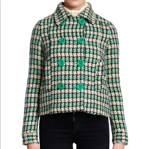 Vertigo Paris Green Double Breasted Tweed Coat Large - Picture 1 of 11