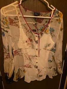 Boston Proper Damen Blumen Seide durchsichtig Bluse Größe Small 8 - Bild 1 von 11