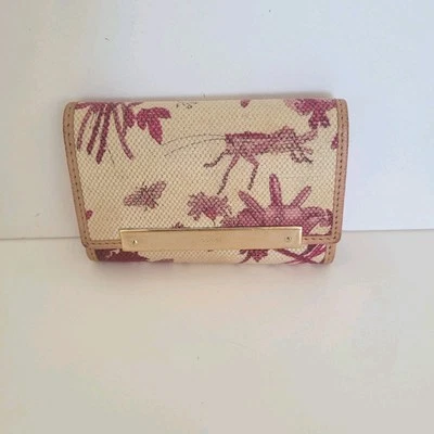 Gucci Floral Llavero Cartera Estuche Cuero Lona Pequeño Beige Rosa Triple  Foto 1 de 4