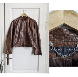 Ralph Lauren Black Label Croc-Embossed Leather Jacket - Picture 1 of 8