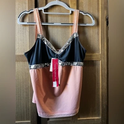 Camisola Hot Kiss Elegante Borde Encaje Negro y Rosa Foto 1 de 4