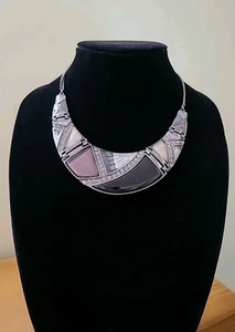 Black Tone Armor Choker Rhinestone Statement Necklace - Picture 1 of 5