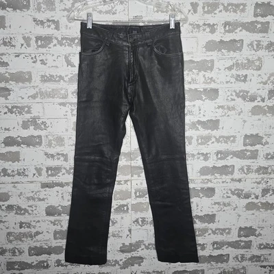 Gap Leather Pants Juniors Size 1 Black Straight Leg Lined Y2K Vintage Mid Rise - Image 1 of 4