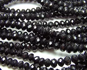 15.5" Strand BLACK ONYX 10mm Faceted Rondelle Beads - Picture 1 of 1