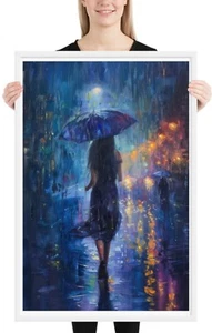 "Strange Night"18in x 24 in White/Black WOOD frame (plexi-glass) READY TO HANG!! - Picture 1 of 6