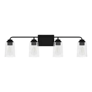 HAMPTON BAY Evangeline 32.375 in. 4-Light Matte Black Farmhouse Bat Vanity Light - Picture 1 of 10