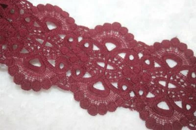 4 yards burgundy maroon VENISE embroidered Victorian Trim lace 4.5" wide - Image 1 of 2