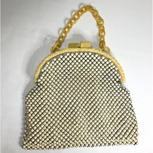 Whiting Davis Aluminum Mesh Purse Vintage MCM Lucite Chain Strap DAMAGE - Bild 1 von 8
