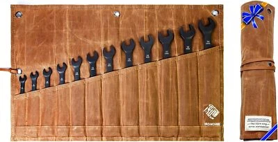 IRONCUBE Tool Pouch, Roll-Up Storage Bag for Hand Tools & Wrenches Brown