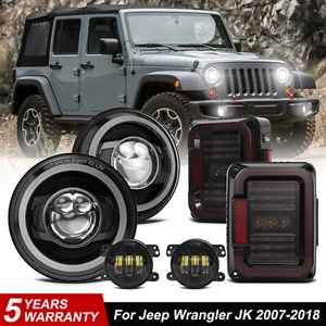 Dragon Eye 6PC Kit For Jeep Wrangler JK 7" LED Headlights Tail Lights Fog Lights - Foto 1 di 19