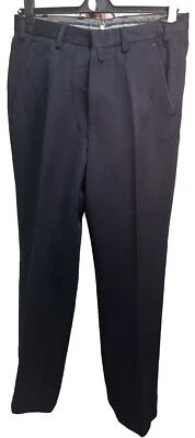 Men’s 1950s Navy Blue Trousers Flat Front Vintage European Wool 30x31 Small - Image 1 of 4