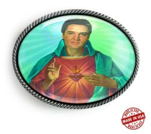 Elvis Christ Sacred Heart Handmade Artisan Rockabilly Belt Buckle - Picture 1 of 6