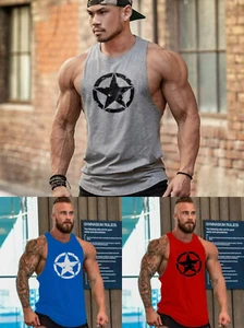 Men's Sleeveless Shirts Y-Back Muscle Gym Training Athletic Workout Tank Tops - Picture 1 of 22