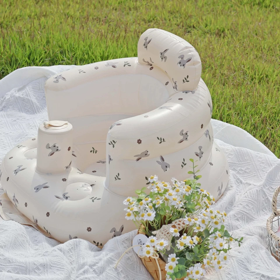 Baby Inflatable Sofa Seat PVC Soft Rubber | Infant Sitting & Standing Trainer — 第 1/4 张图片