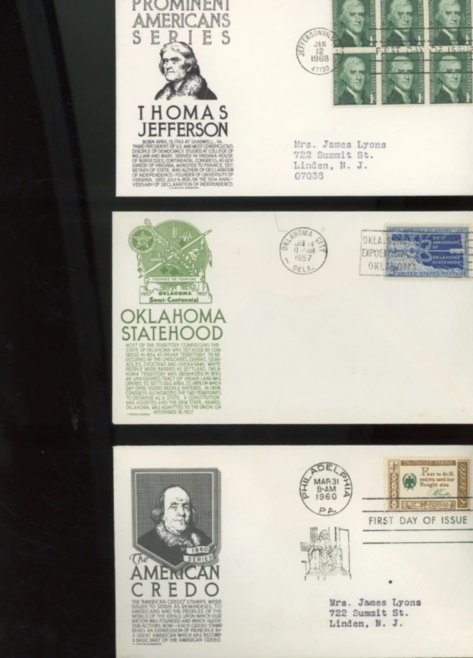 CS Anderson Cachets fdc 72  set c  (ip - Image 1 of 4