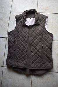 Women's Outback Trading Company Quilted Pink Lined Brown Vest Small EUC Free Shi - Picture 1 of 4
