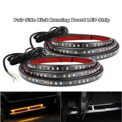 Luz LED ámbar blanca señal de giro luz DRL estribo lateral estribo coche 70" 2 piezas Foto 1 de 4