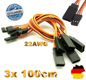 3x Servokabel Verlängerungskabel 100cm Servo Kabel Verlängerung JR 22AWG 1000mm - Bild 1 von 7