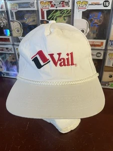 Sombrero/gorra vintage de cuerda para estación de esquí VAIL - blanca con correa de cuero - Imagen 1 de 4