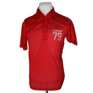 Vintage Hawaii 79 Mesh Polo Shirt * Medium (?) * Good Condition Short Sleeve Red - Picture 1 of 11