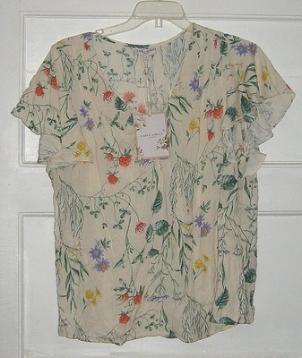 Blusa para mujer Laura Ashley floral manga volantes crema talla 1X Cottage nueva con etiquetas Foto 1 de 3