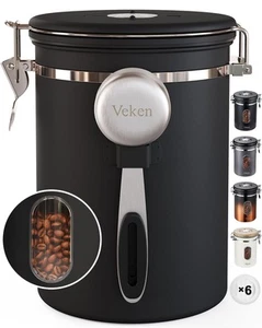 Coffee Canister with Window, Airtight Stainless Steel Storage, Date Tracker, ... - Picture 1 of 8