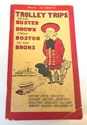 Mapa de libro guía turística de Boston al Bronx 1905 viajes en trolley con Buster Brown Foto 1 de 4