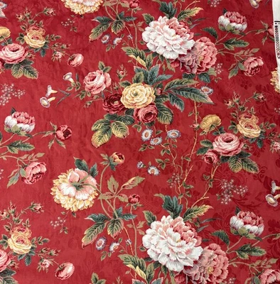 Serigrafía Diseño Jay Yang 10 YDS DAMASCO Rosas Floral Foto 1 de 4