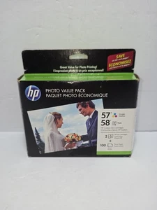 NEW HP Photo Value Pack 57 & 58 Ink Cartridge + 100 Photo Sheets Exp 02/2014 - Picture 1 of 8