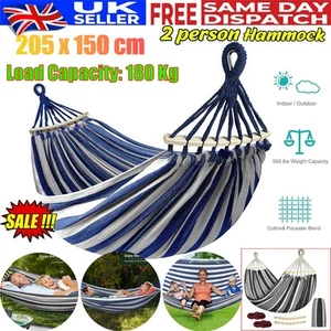 UK 2-Person Garden Camping Canvas Brazilian Hammock Bed Hanging Swing Breathable - Picture 1 of 24