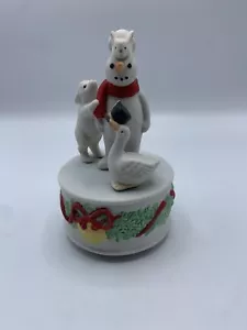 Vintage 1987 Schmid Porcelain Snowman "Winter Wonderland" Music Box - Picture 1 of 5