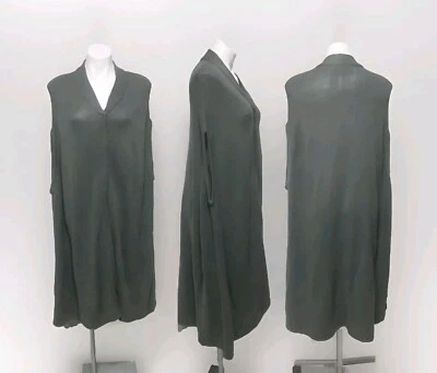 Jack BB Dakota Para Mujer Gris Oscuro Tejido Plumero Cárdigan Envolvente Vestido Sin Mangas Grande Foto 1 de 4