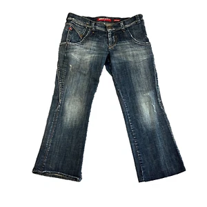 Womens Miss Sixty Bootcut Jeans Stretch Blue Distressed Y2K VTG W33 L27 - Picture 1 of 15
